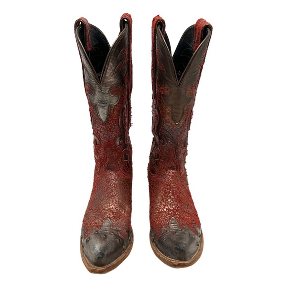 Lucchese Diva Amata Leather LIMITED EDITION Shimmer Studded Western Boots - Picture 2 of 16